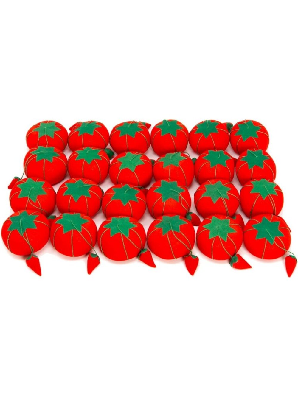 Tomato Pin Cushion Set with Emery, 3/4-Inch, 24 Count - Sewing Essentials, Red